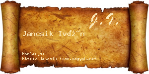 Jancsik Iván névjegykártya