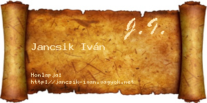 Jancsik Iván névjegykártya